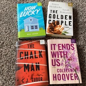4 BOTM Books- it ends with us, the chalk man, the golden couple, how luck